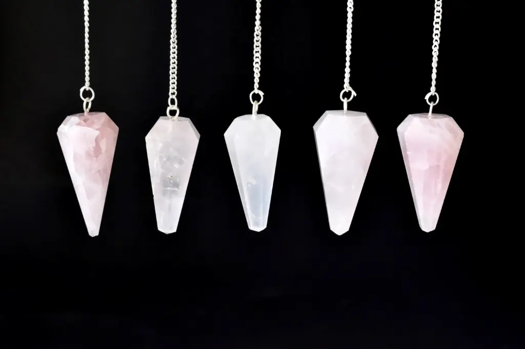 [pend-rq] Rose Quartz Faceted Crystal Pendulum