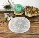 Crystal Selenite Charging Plate with Engraved Zodiac Signs