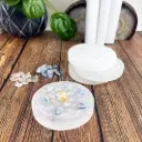 Crystal Selenite Engraved Flower of Life Charging Plate 10cm