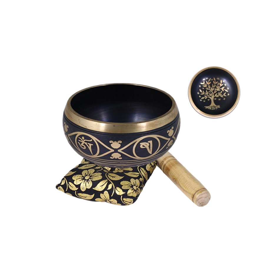 Tibetan Singing Bowl - Tree of Life (Black)